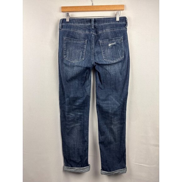 Women’s G by Giuliana Size 4 Dark Blue Distressed Cuffed Jeans - Picture 2 of 6